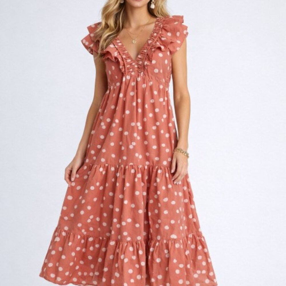 Roller Rabbit Ondine Anthropologie Cottage Farm Girl Polka Dot Milk Maid Dress X